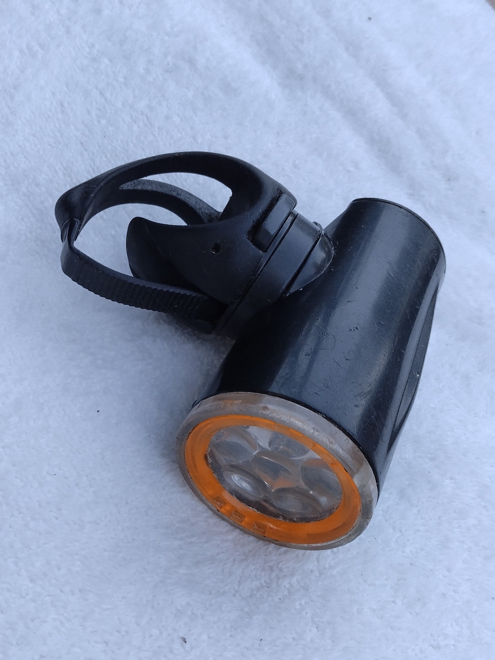 Black LED Bike Headlight with Orange Accent